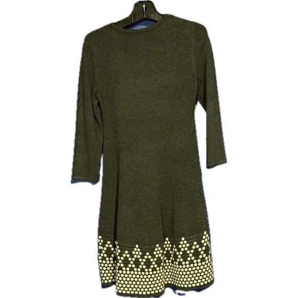Eliza J Black Tan Size XS Long Sleeve Fit Flare Stretch Sweater Dress - Picture 2 of 5